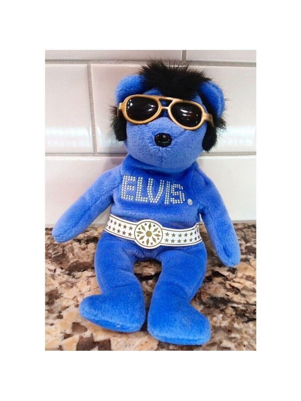 TY Beanie Baby - BEANIE HAWAII the Elvis Bear (8.5 inch) with shades!